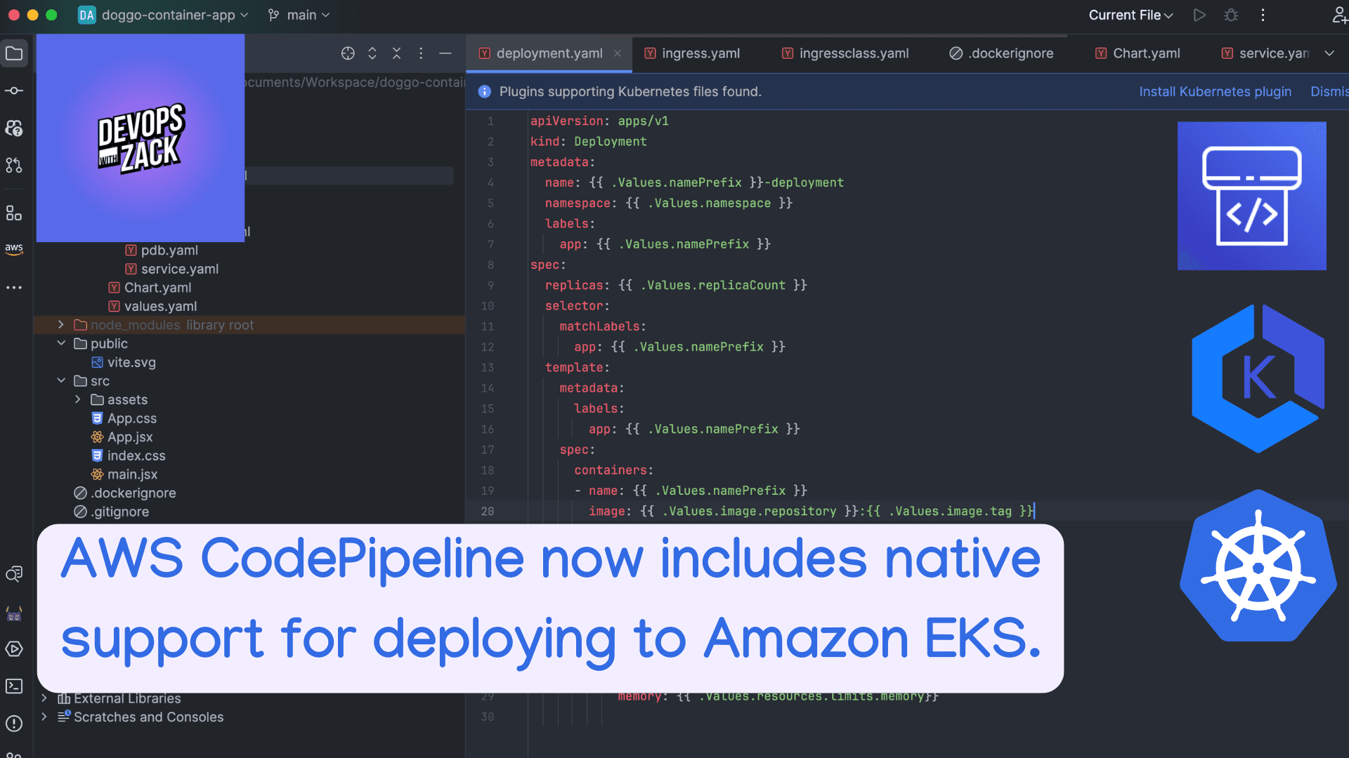 AWS CodePipeline now includes native support for deploying to Amazon EKS.